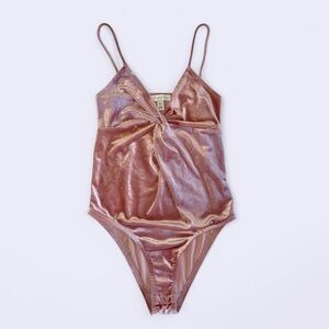 Topshop Velvet Bodysuit in Pink size 2